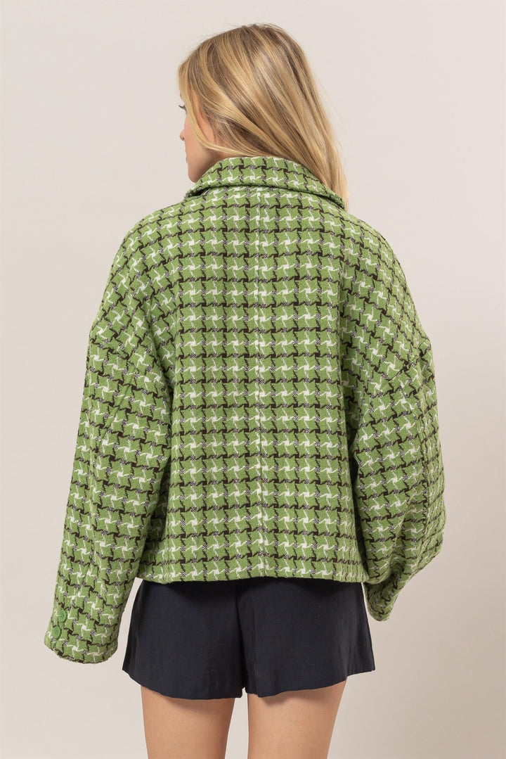 HYFVE Tweed Plaid Jacket In Green