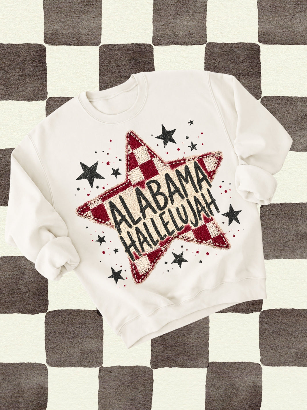 Retro Alabama Hallelujah Game Day Graphic Crewneck Sweatshirt