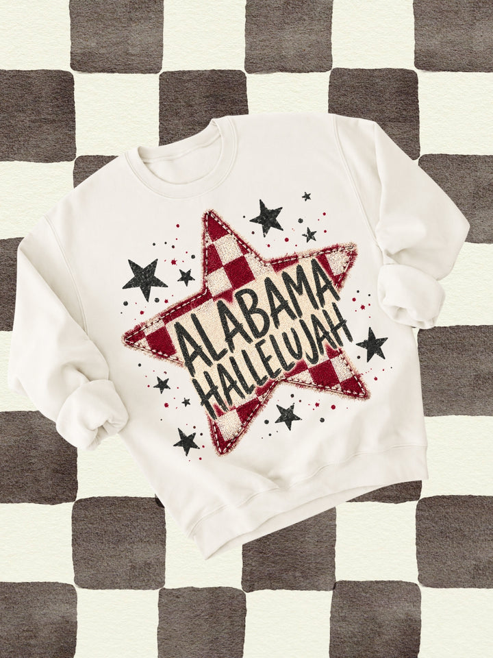 Retro Alabama Hallelujah Game Day Graphic Crewneck Sweatshirt