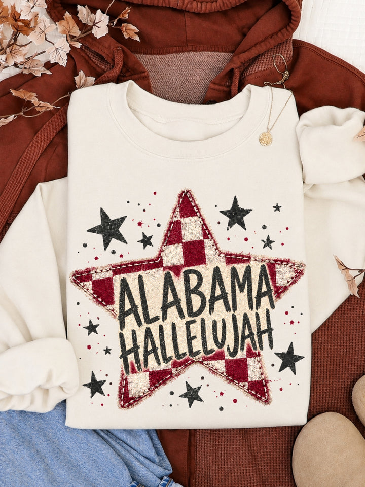 Retro Alabama Hallelujah Game Day Graphic Crewneck Sweatshirt