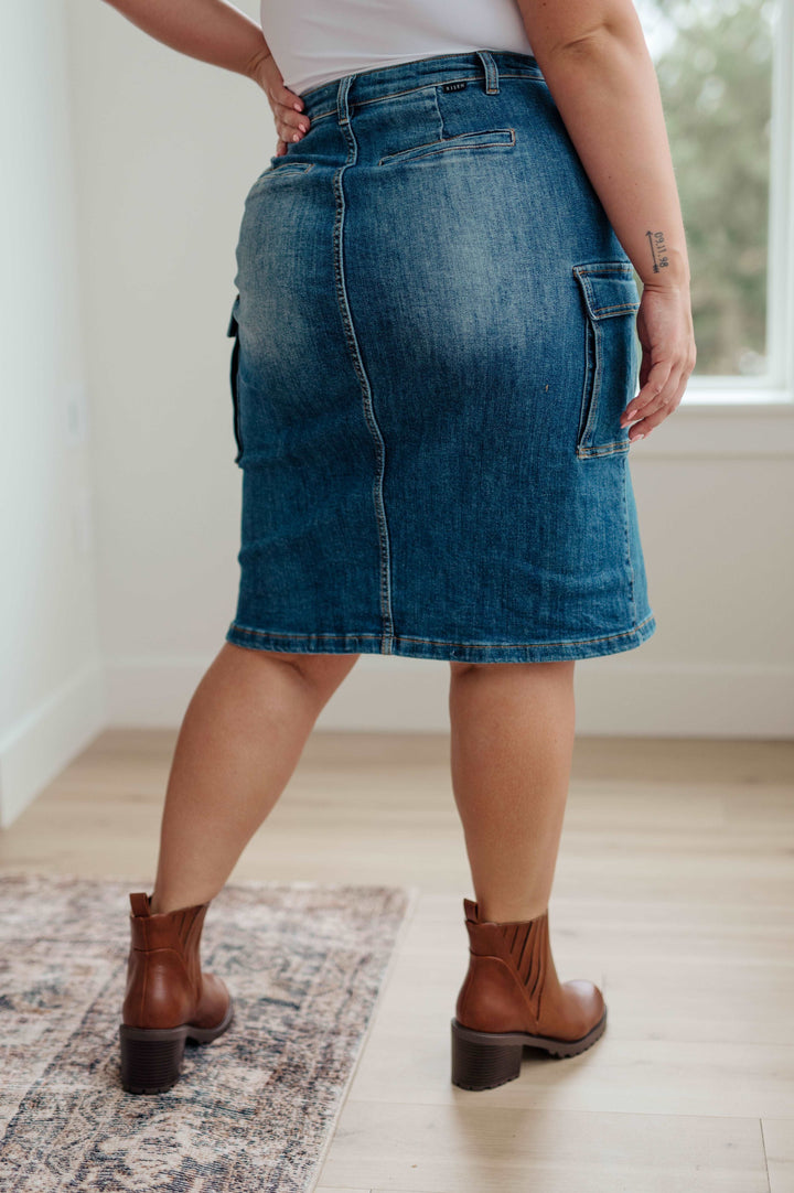 Always Be There Cargo Denim Skirt