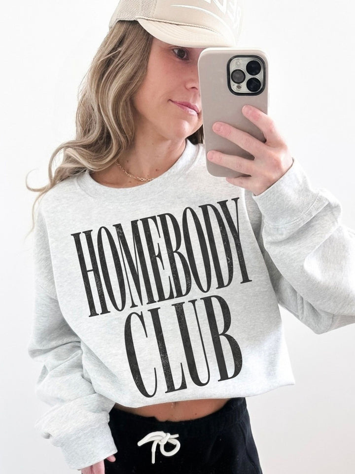 Retro Homebody Club Distressed Graphic Crewneck Sweatshirt