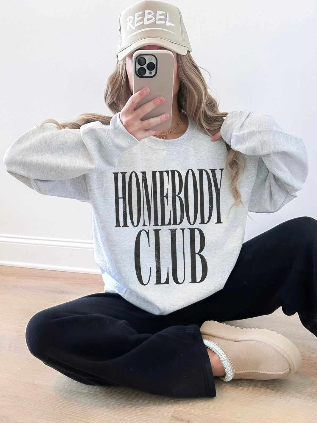 Retro Homebody Club Distressed Graphic Crewneck Sweatshirt