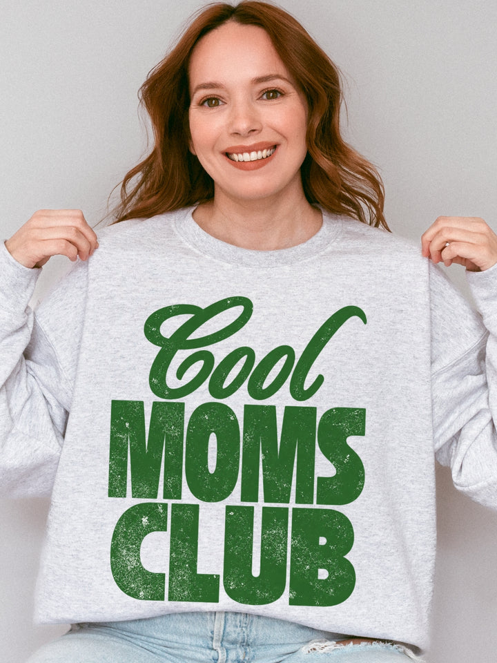 Retro Cool Moms Club Distressed Graphic Crewneck Sweatshirt