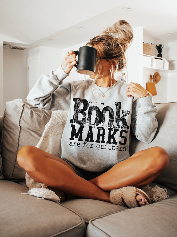 Retro Bookmarks Are For Quitters Graphic Crewneck Sweatshirt