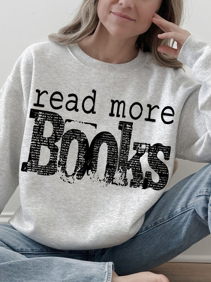 Retro Read More Books Graphic Crewneck Sweatshirt
