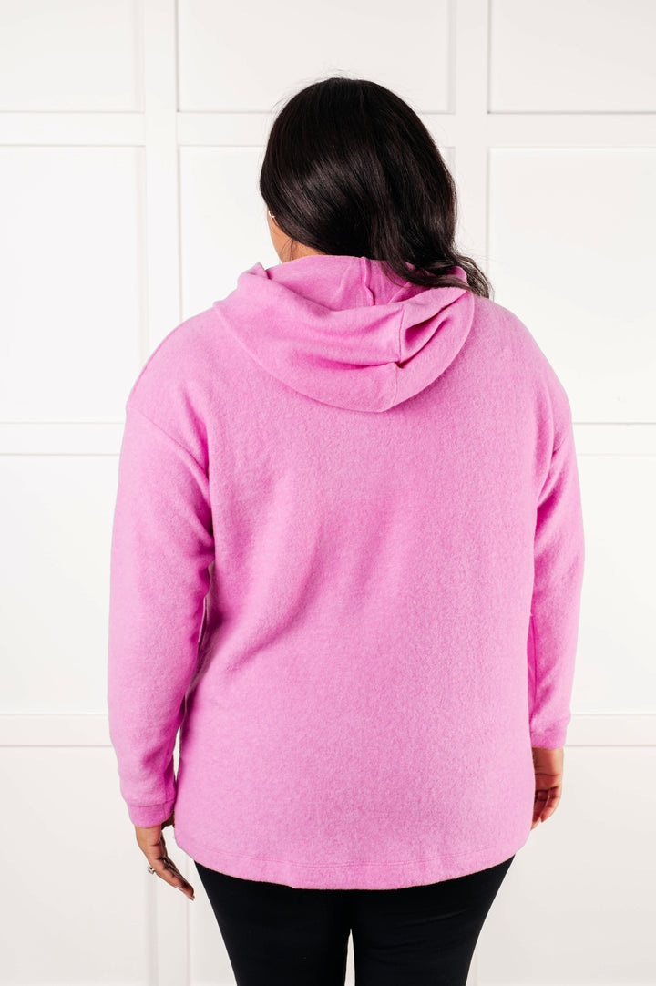 Zenana Basically My Favorite Hooded Pullover in Bright Mauve