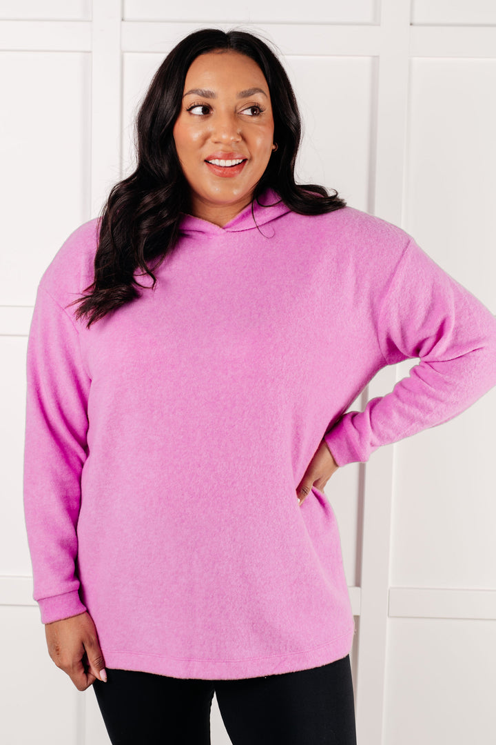 Zenana Basically My Favorite Hooded Pullover in Bright Mauve