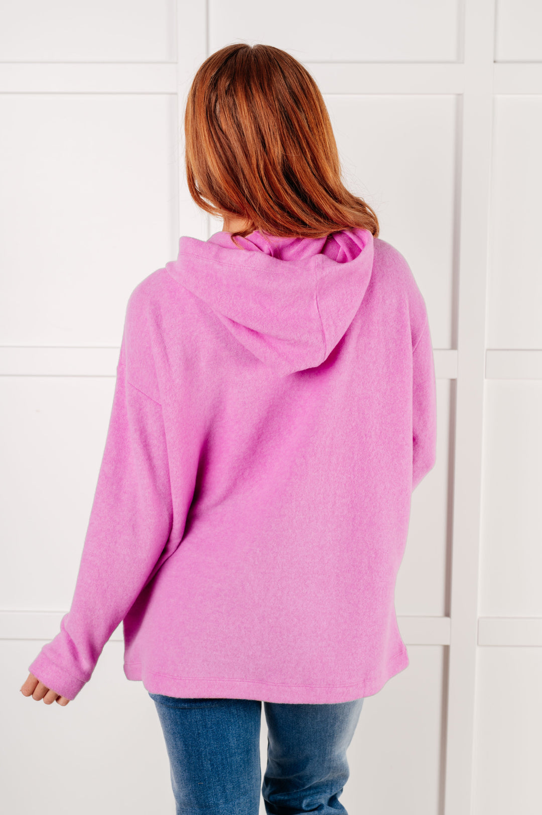 Zenana Basically My Favorite Hooded Pullover in Bright Mauve