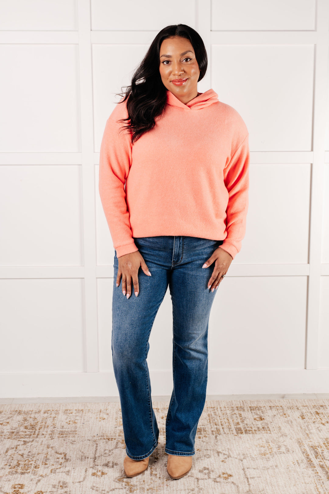 Zenana Basically My Favorite Hooded Pullover in Coral