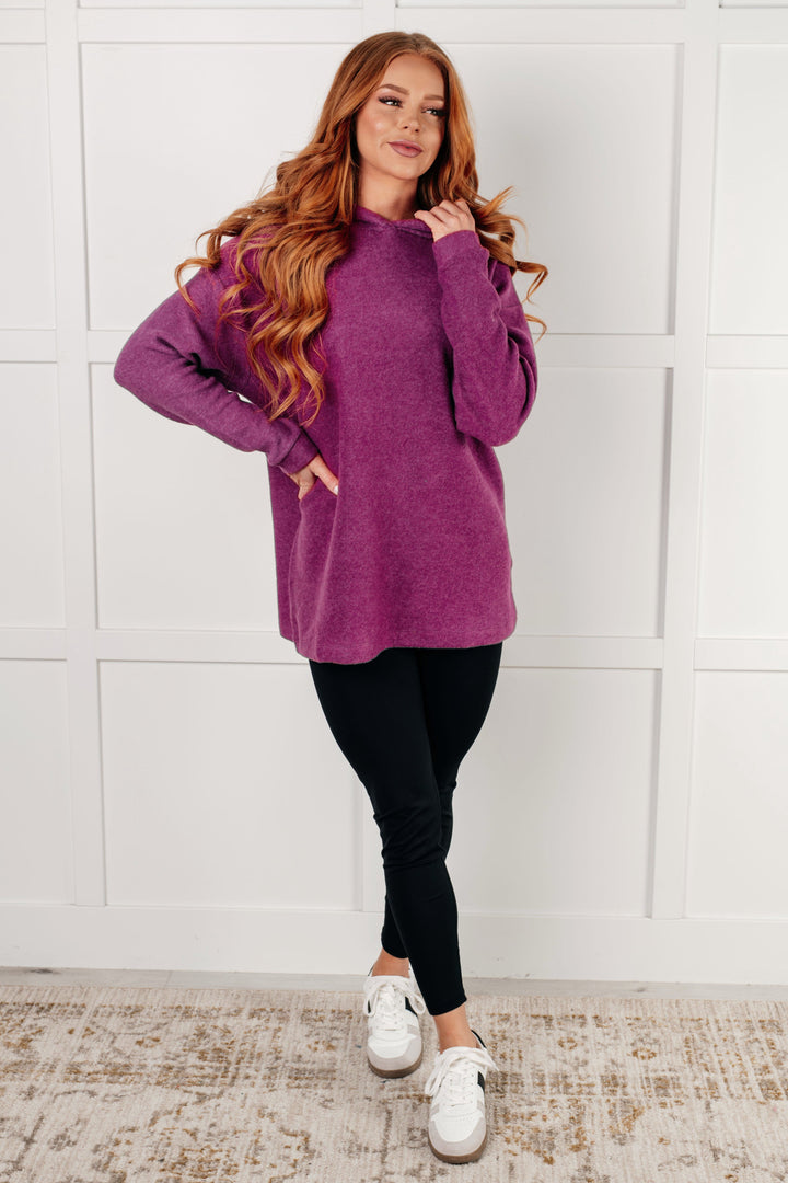 Zenana Basically My Favorite Hooded Pullover in Light Plum