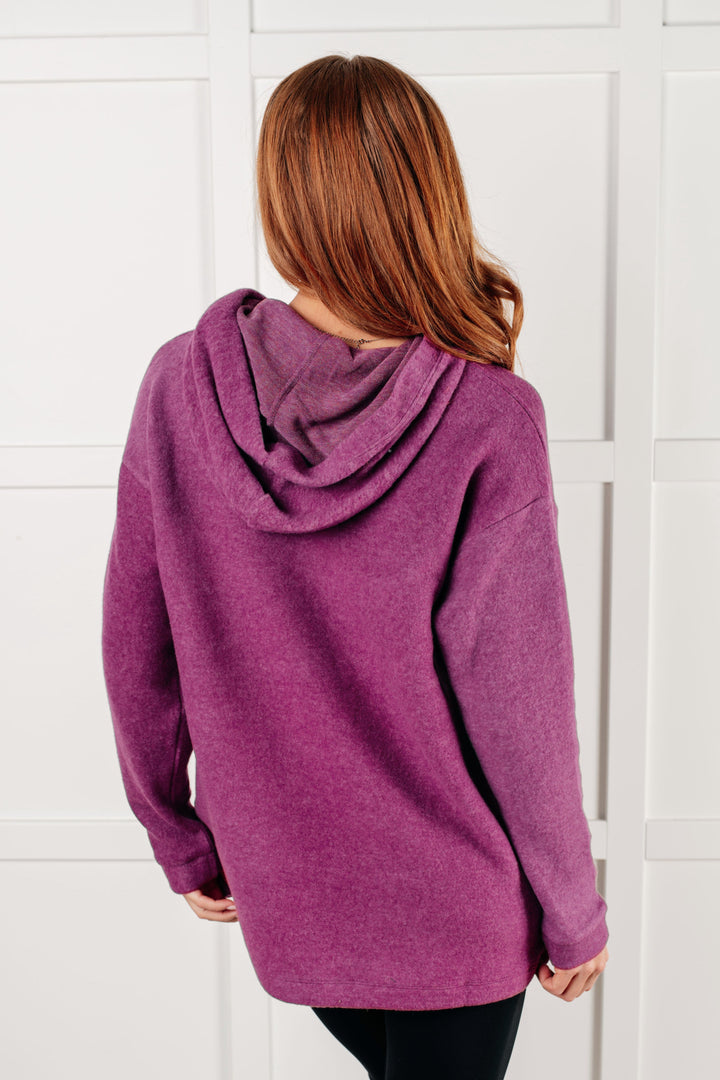 Zenana Basically My Favorite Hooded Pullover in Light Plum