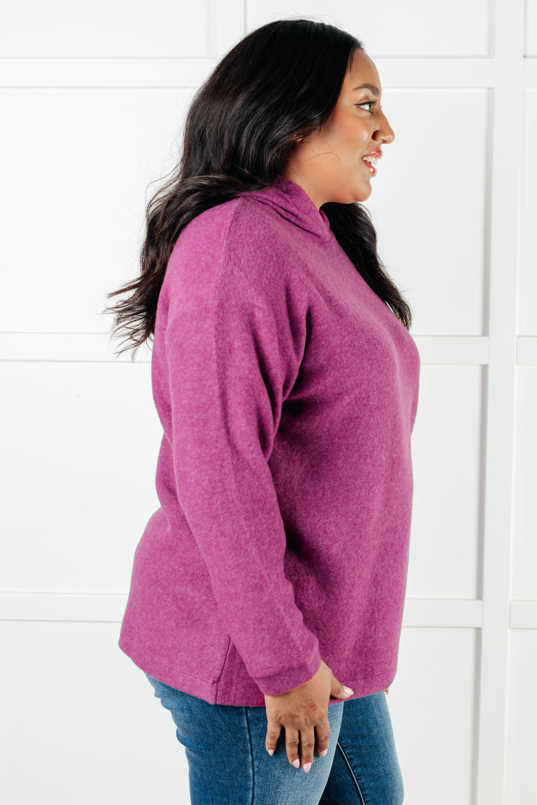 Zenana Basically My Favorite Hooded Pullover in Light Plum