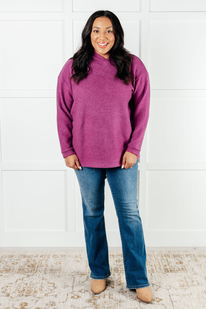 Zenana Basically My Favorite Hooded Pullover in Light Plum