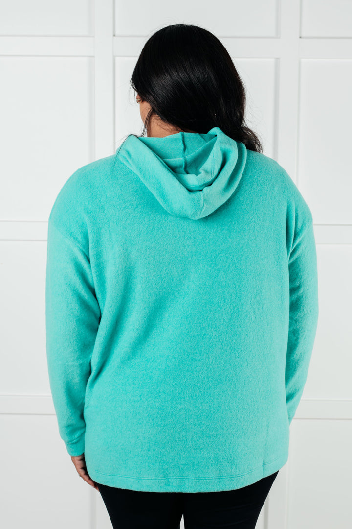 Zenana Basically My Favorite Hooded Pullover in Turquoise