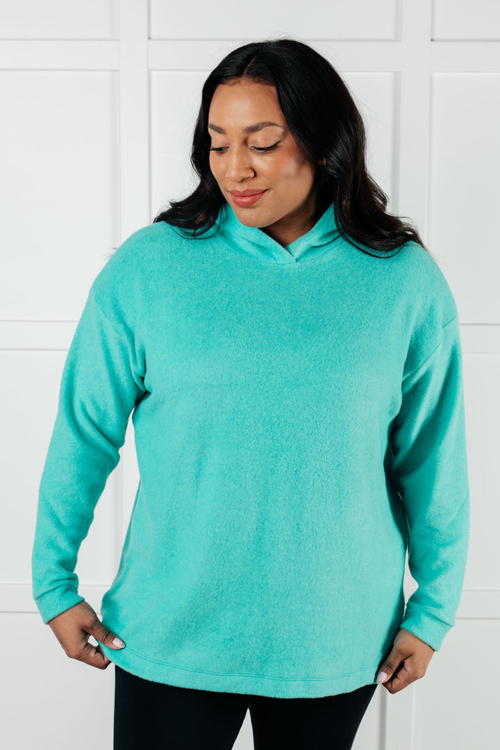 Zenana Basically My Favorite Hooded Pullover in Turquoise