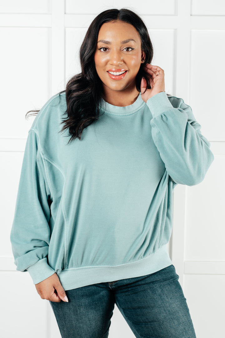 Zenana Beyond the Basics Pullover in Blue Grey