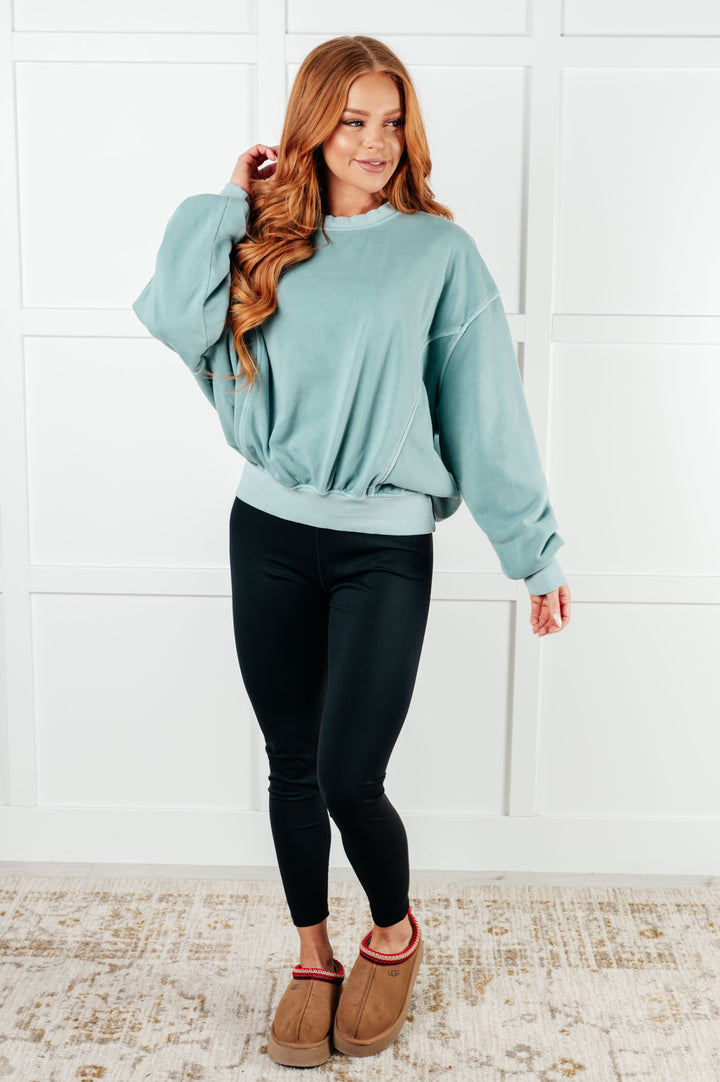 Zenana Beyond the Basics Pullover in Blue Grey