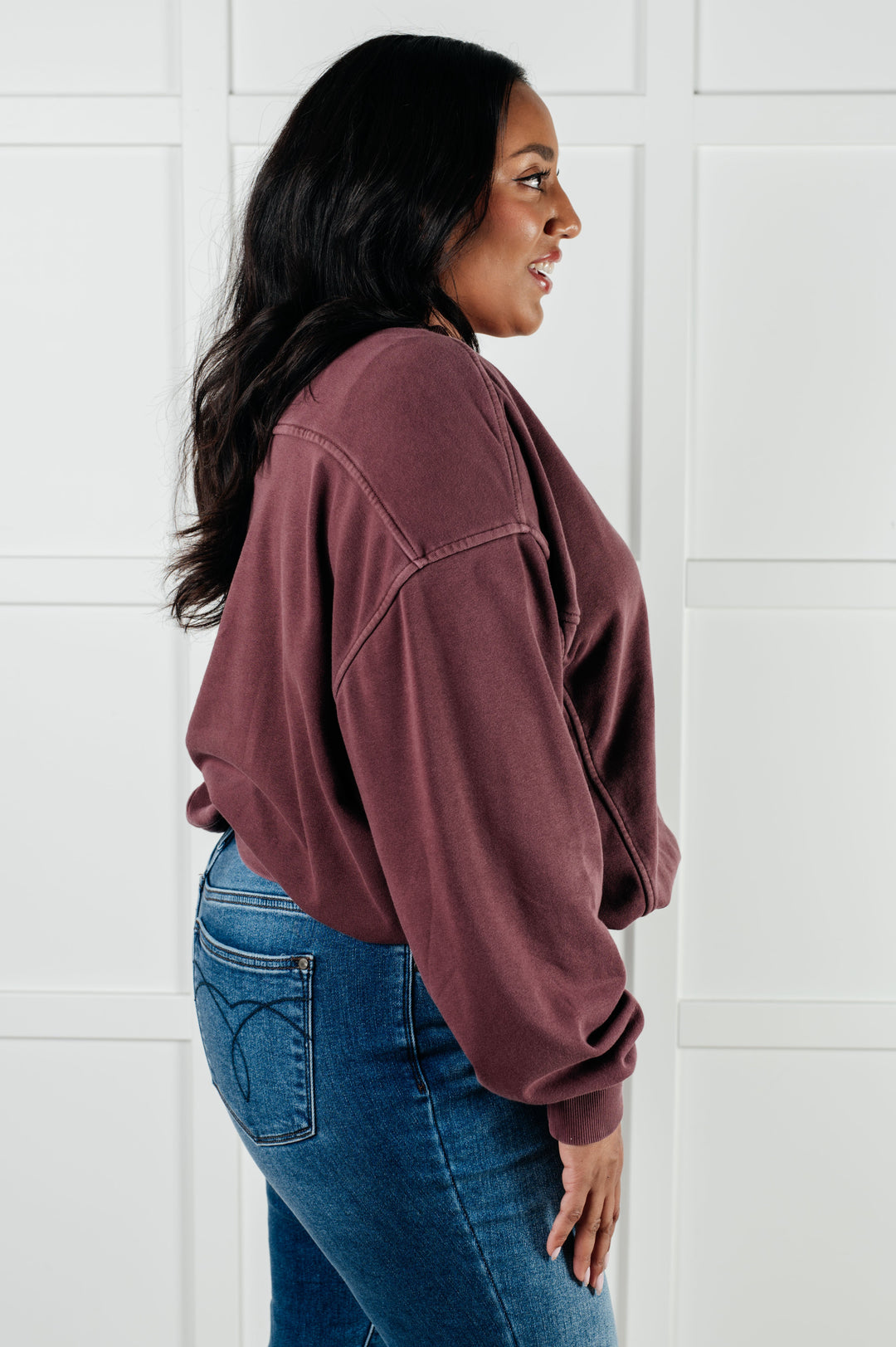 Zenana Beyond the Basics Pullover in Eggplant