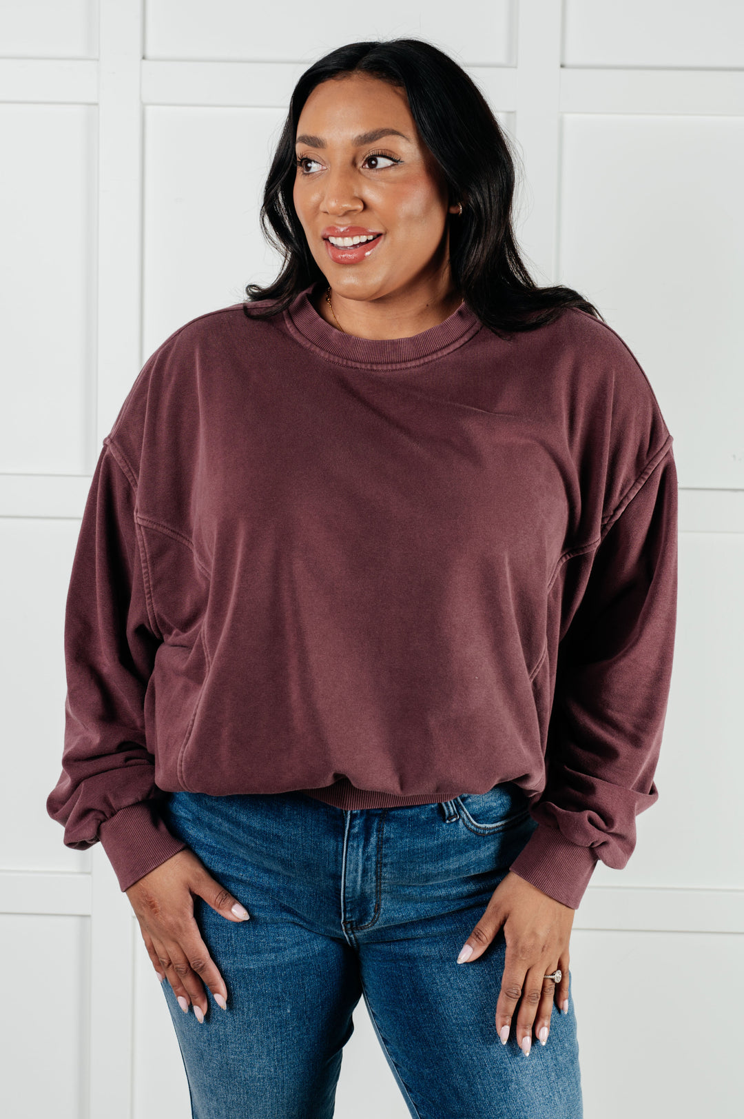 Zenana Beyond the Basics Pullover in Eggplant