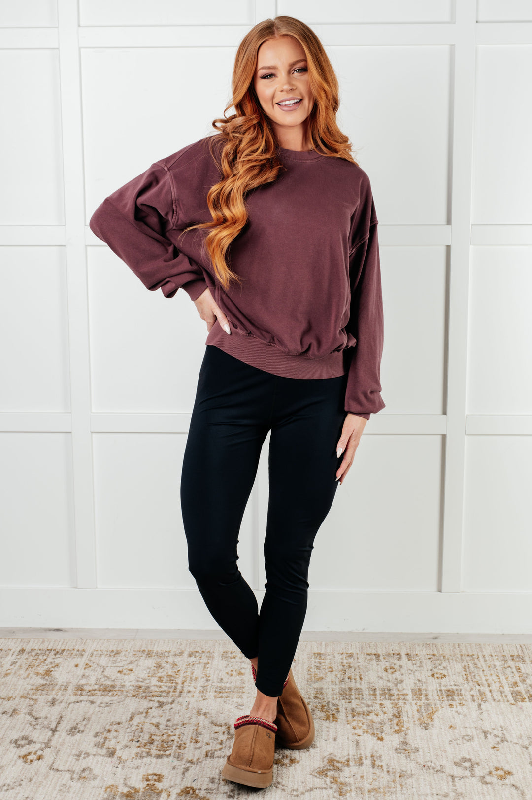 Zenana Beyond the Basics Pullover in Eggplant