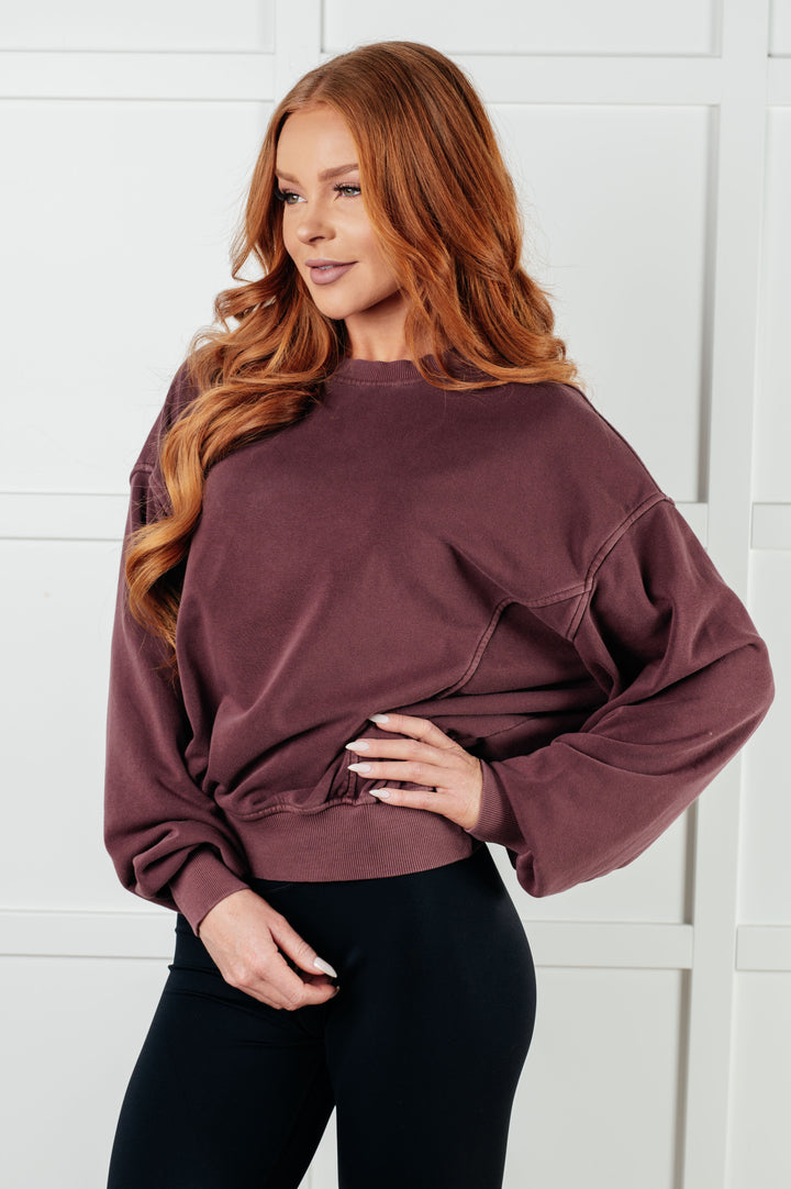 Zenana Beyond the Basics Pullover in Eggplant