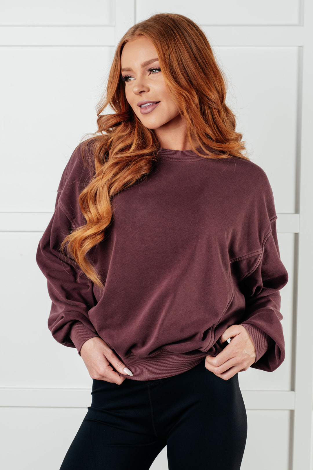 Zenana Beyond the Basics Pullover in Eggplant