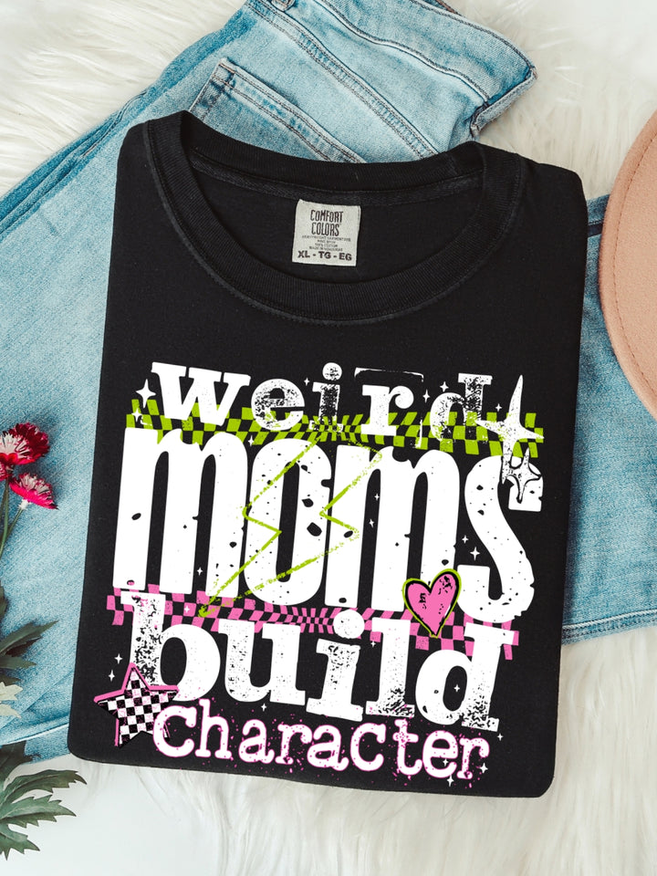 Retro Weird Moms Build Character Comfort Colors Graphic Tee