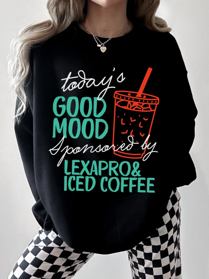 Retro Good Mood Graphic Crewneck Sweatshirt