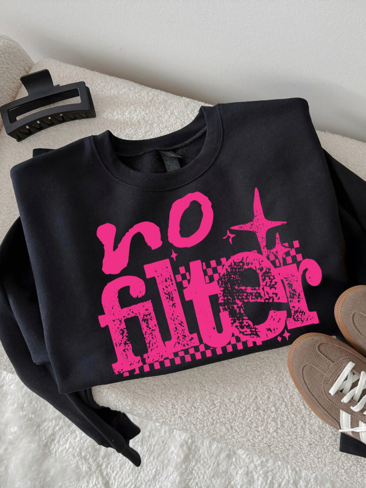 Retro Hot Pink No Filter Graphic Crewneck Sweatshirt