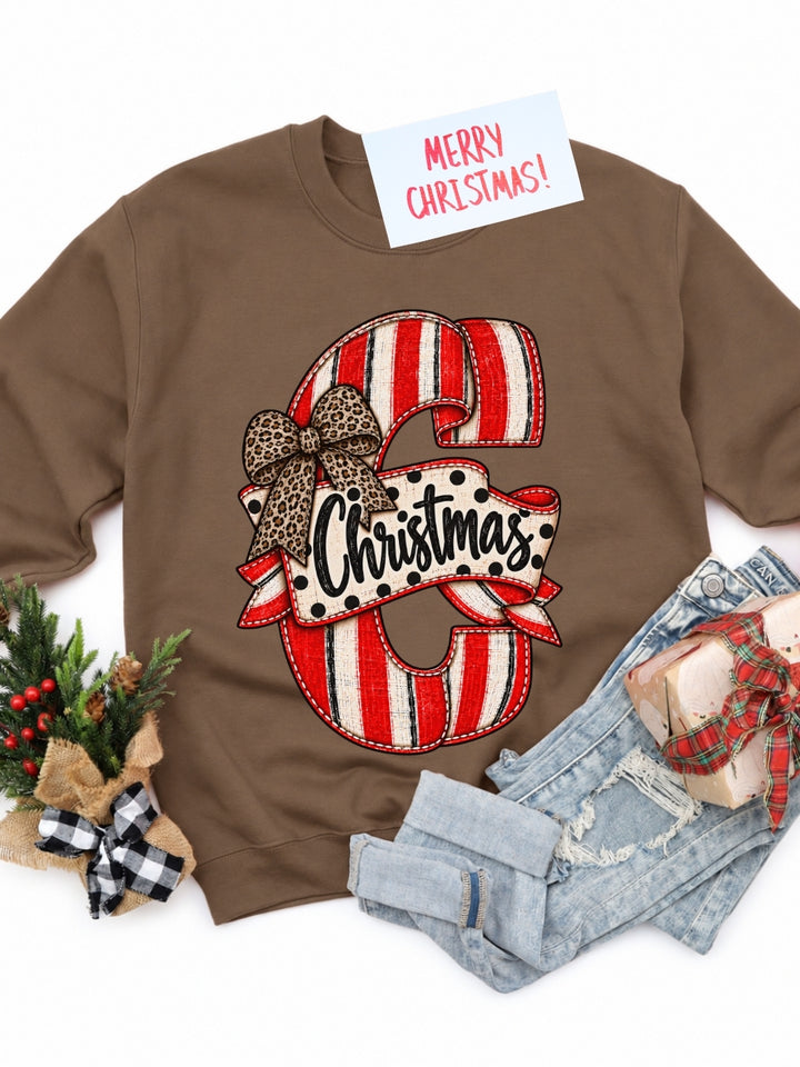 Candy Cane Vibes Christmas Graphic Crewneck Sweatshirt