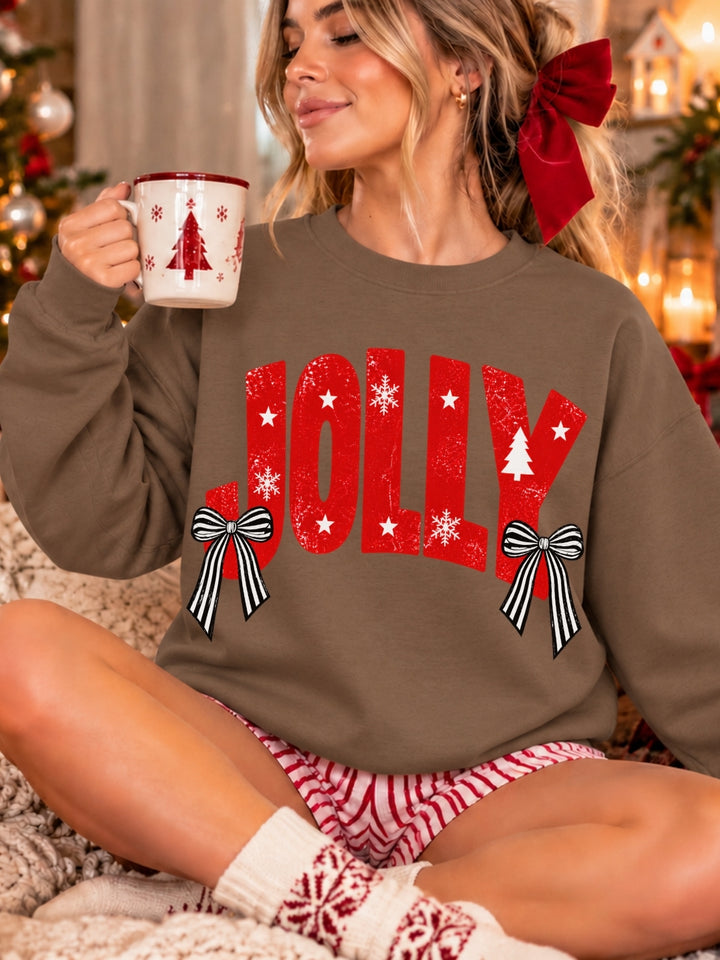 Jolly And Bows Graphic Crewneck Sweatshirt