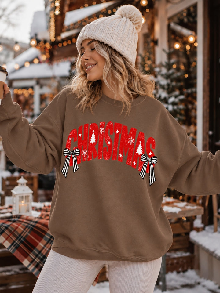 Christmas And Bows Graphic Crewneck Sweatshirt