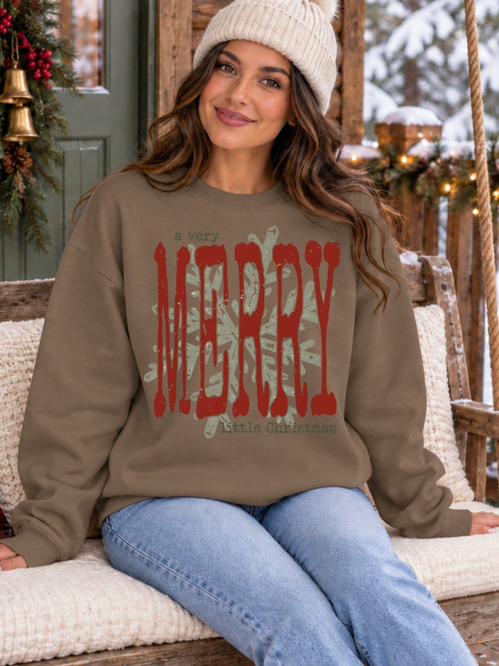 Merry Little Christmas Vintage Graphic Crewneck Sweatshirt