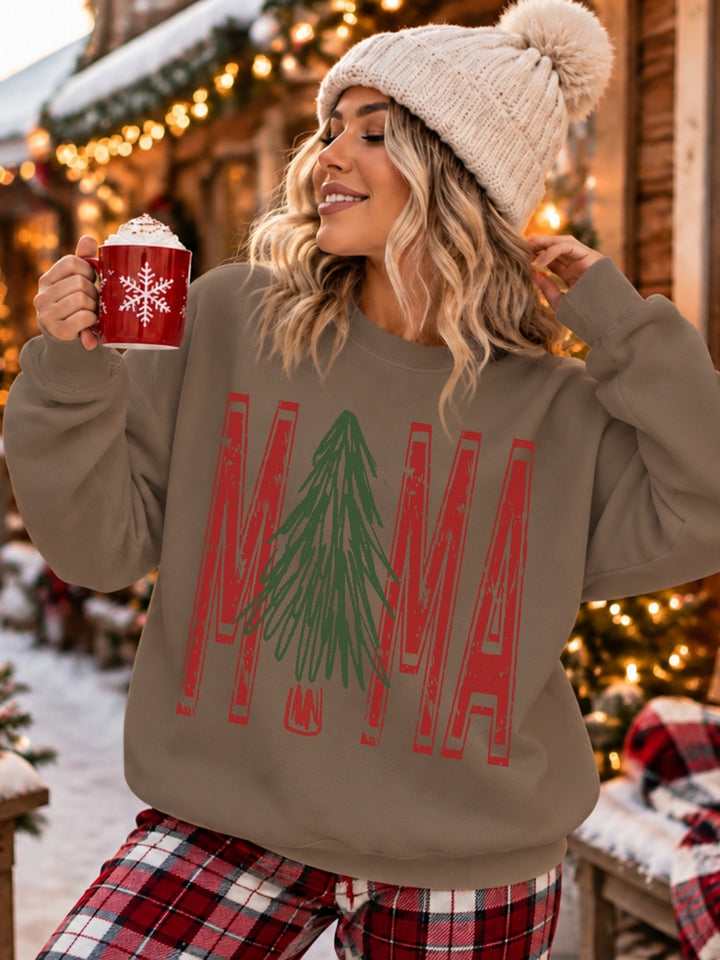 Retro Christmas MAMA Graphic Crewneck Sweatshirt