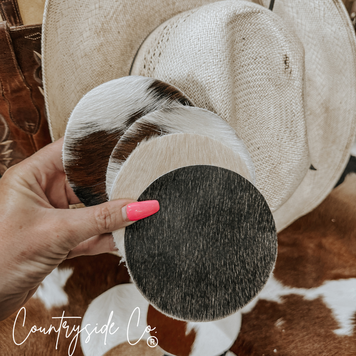 Cowhide Coaster Set