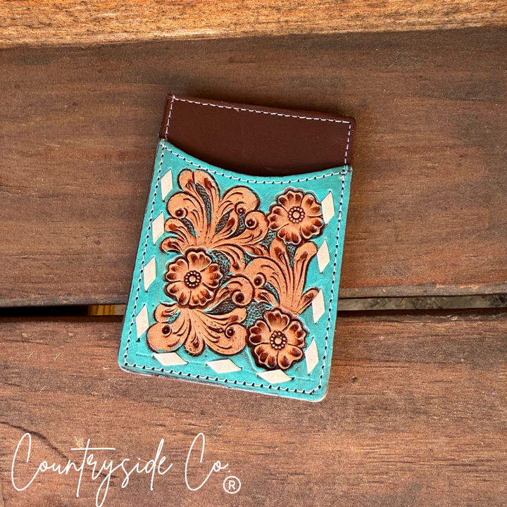 Tooled Leather Credit Card Holder