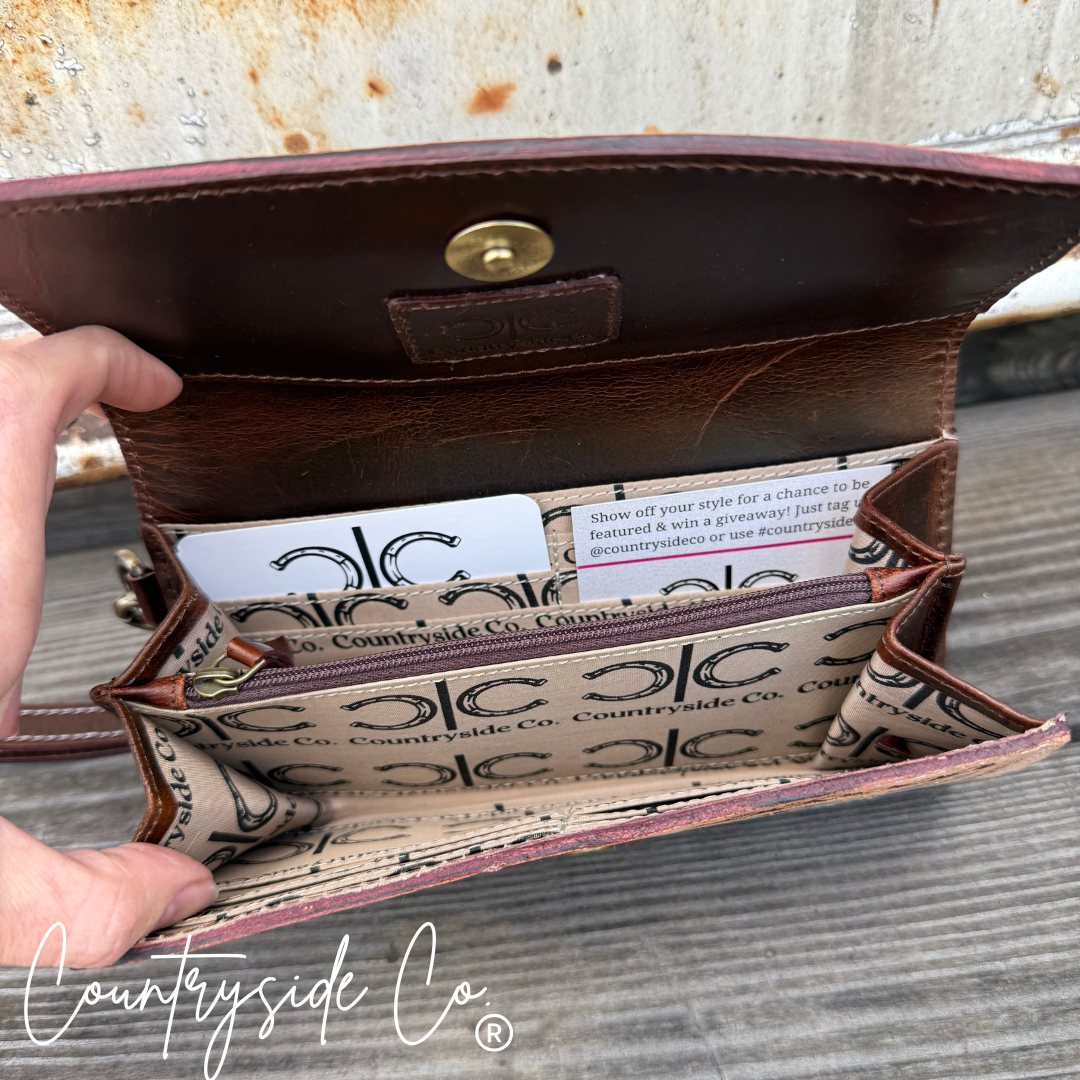 Zadie Checkered Tooled Leather Wallet