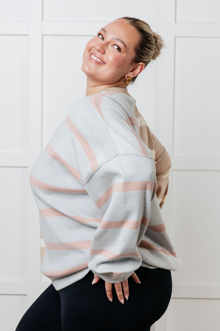 One Eleven North Exceptional Thought Striped Patchwork Sweater