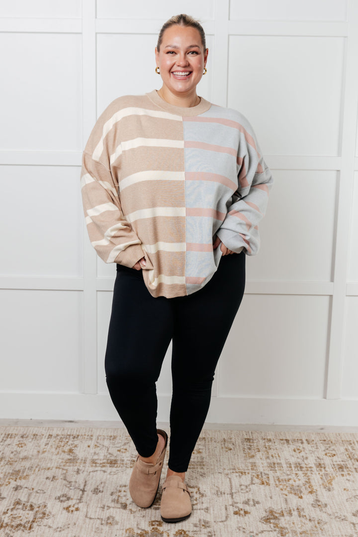 One Eleven North Exceptional Thought Striped Patchwork Sweater