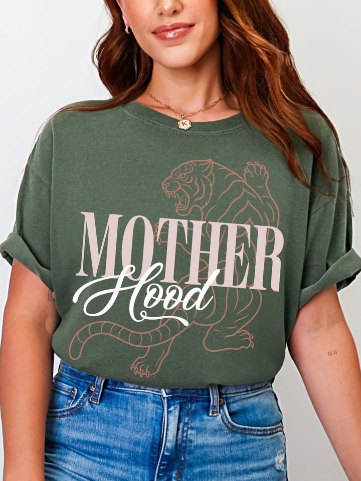 Retro Motherhood With Tiger Comfort Colors Graphic Tee