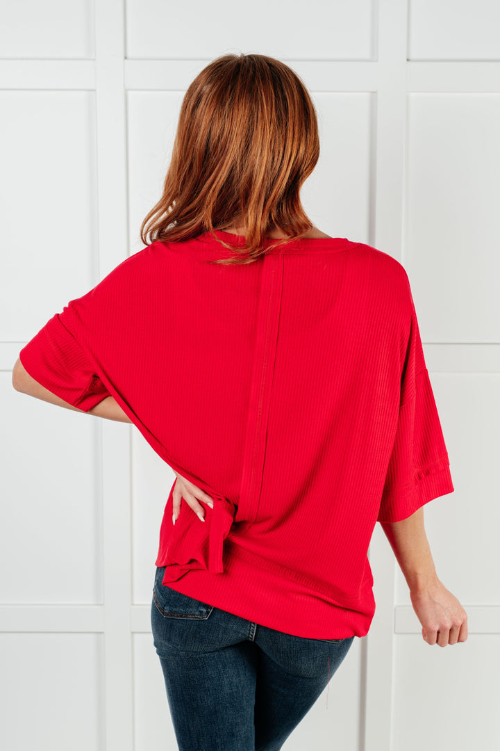 Zenana I'll Never Forget Ribbed Dolman Sleeve Top in Red