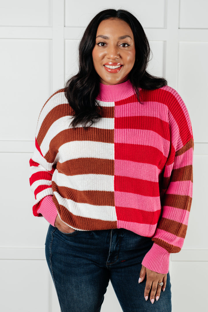 One Eleven North In Your Lane Color Blocked Stripe Sweater