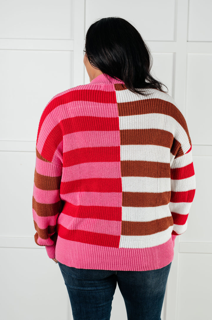One Eleven North In Your Lane Color Blocked Stripe Sweater