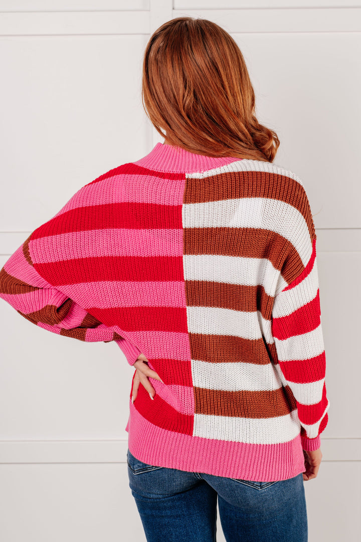 One Eleven North In Your Lane Color Blocked Stripe Sweater
