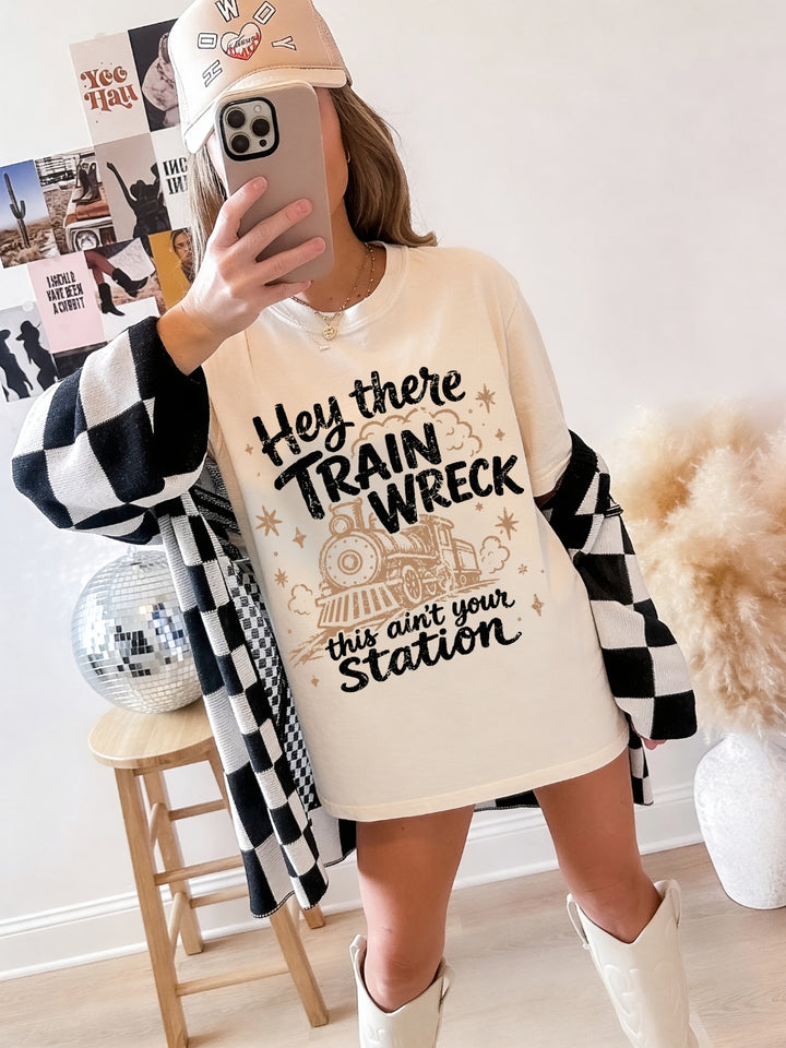 Retro Train Wreck Comfort Colors Graphic Tee