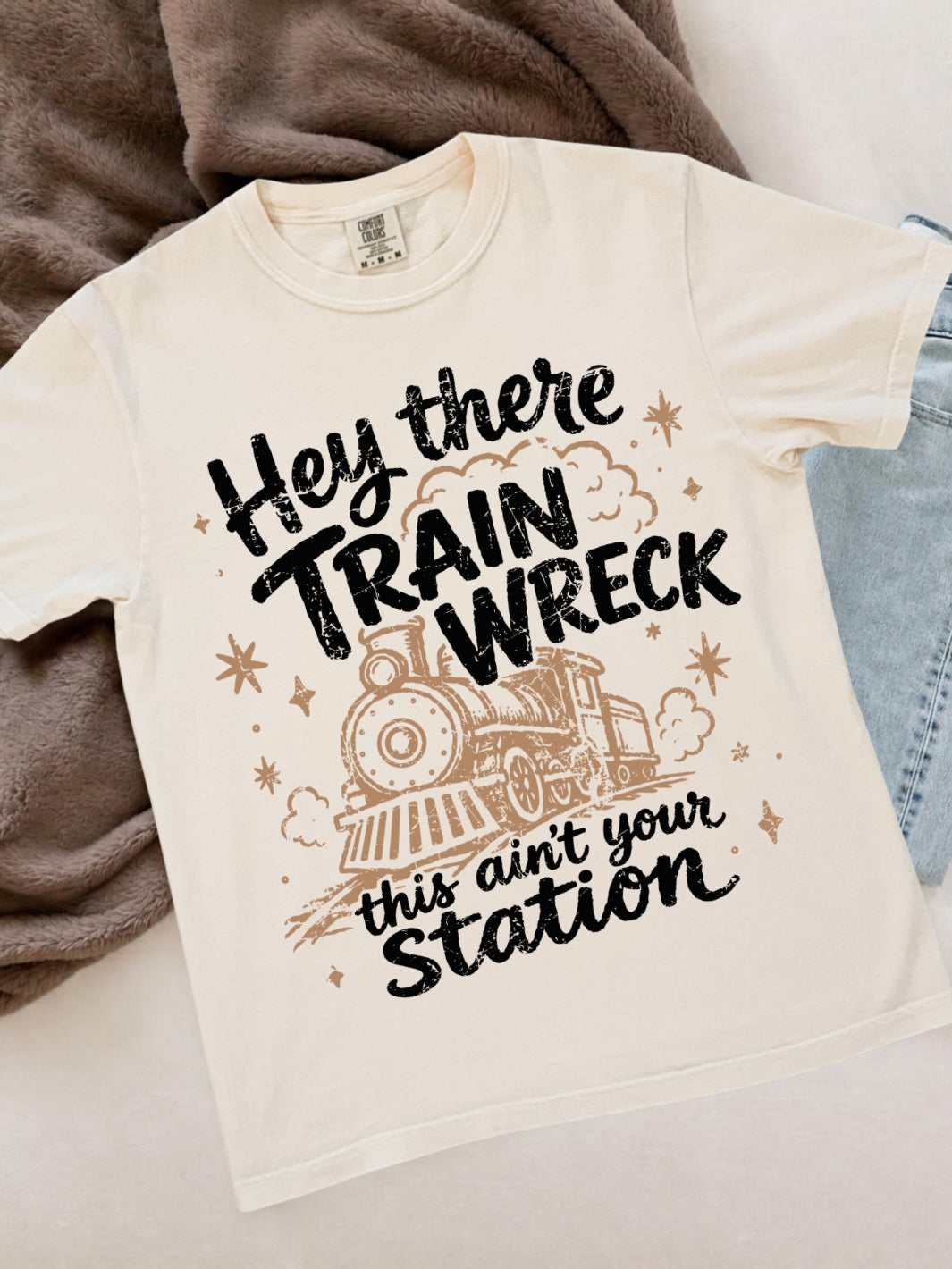 Retro Train Wreck Comfort Colors Graphic Tee