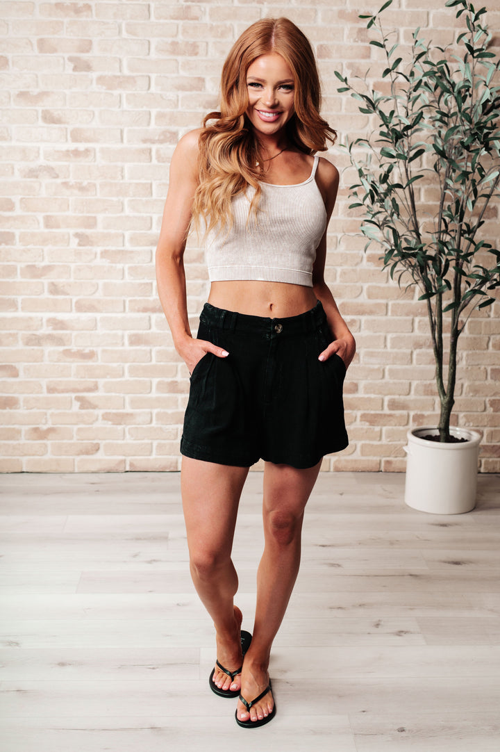 Mind Over Matter Pleated Shorts in Black