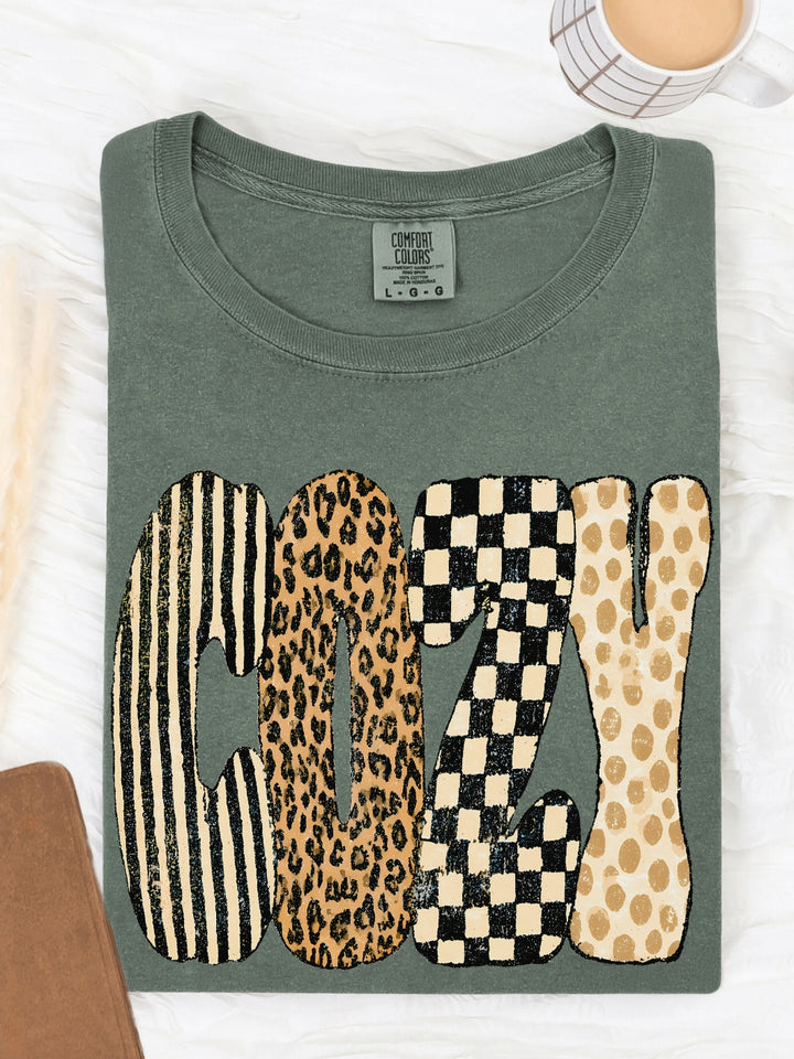 Retro Cozy Polka Dot Striped Comfort Colors Graphic Tee
