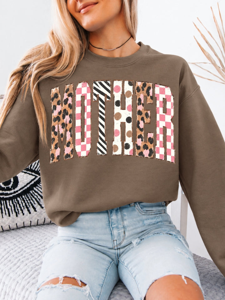 Retro Mother Leopard Zebra Graphic Crewneck Sweatshirt